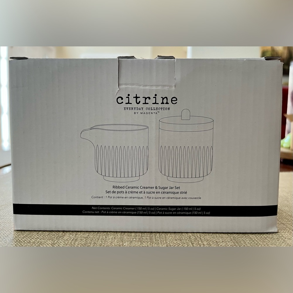 NIB Ceramic Creamer and Sugar Set